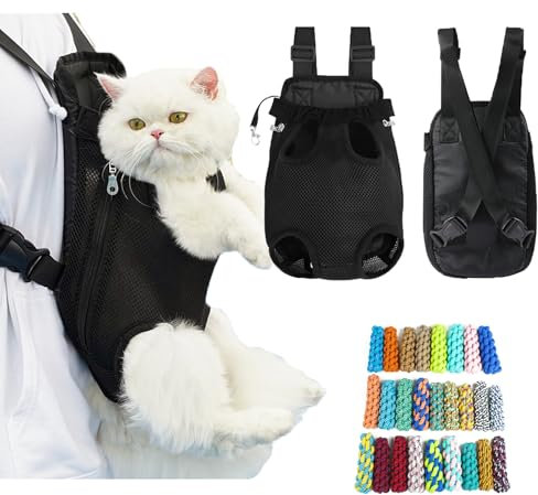 Katzenrucksack,Tragerucksack,für Katzen und Kleine Hunde,Hunderucksack bis 10kg,Atmungsaktive und Faltbare Haustier Rucksack mit Transparentes Reißverschluss