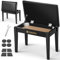CAHAYA Multifunktional Pianobank mit Stauraum Massivholz: 56 * 34cm PU Leder Gepolsterter Klavierhocker mit Ablagefach - Tragfähigkeit 150 kg Schwarz CY000397