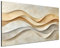 DARO Design® Leinwand Bild Groß 84x56 cm XXL Wanddeko Wohnzimmer Aesthetic Room Decor Deko Zimmer Wandbilder Modern Bild auf Leinwand Wellen Kunst Beige Grau Orange Kunstdruck Bilder