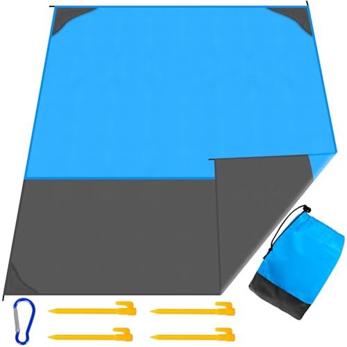 AQXONG Tapis de Plage 210 x 200cm, Couverture de Plage Tapis de Plage avec Sac Triangle, Résistant à l'eau et au Sable, Couverture de Camping Portable pour Camping, Plage, randonnée