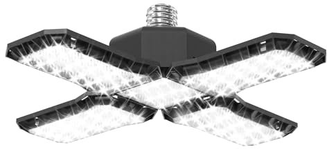 FIVMEN LED Werkstattlampe Garagenlampe Garagenbeleuchtung 60W mit 4 Verstellbaren Paneelen Werkstatt Deckenleuchte Kellerlampe Geeignet für E26/E27-Lampenfassung, Kaltweiß