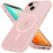 nicekool Coque Mat pour iPhone 15 Plus Magnétique Compatible avec MagSafe, Étui Translucide Mat Toucher Doux et Soyeux Housse Arrière Anti-Rayures Givrée Protection Antichoc Militaire Givré Rose