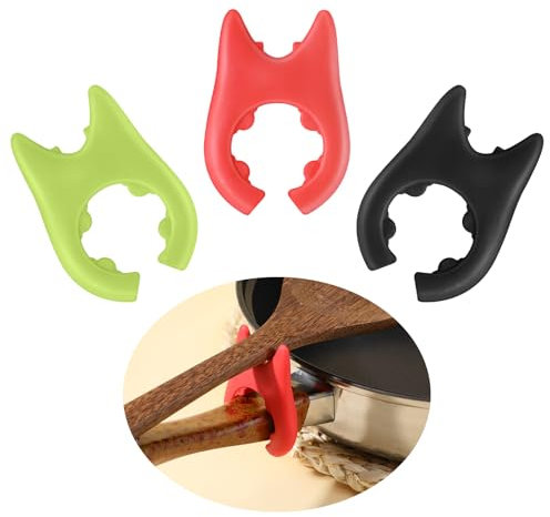 Mabor 3Pcs Spoon Holder for Pot, Silicone Spoon Pot Pan Holder, Spoon Rest for Cooking, Silicone Pot Clip Spoon Rest, Heat Resistance Non-Slip Cute Mini Stove Top Spatula Holder