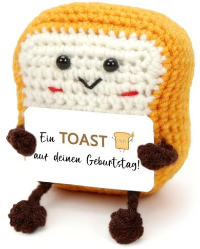 VerLuky Pocket Hug Toast Geburtstag, Toast Kuscheltier, Geschenk zum Geburtstag, Gehäkelte Glücksbringer, Geburtstagsgeschenke für Erwachsene und Kinder