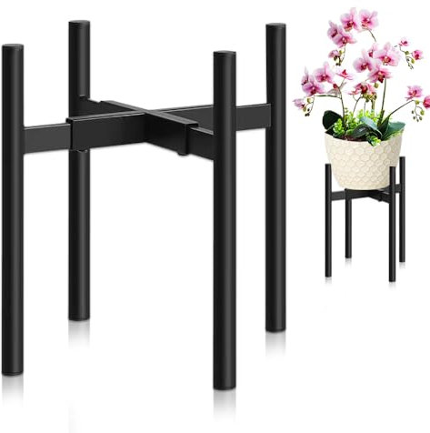 WDKXCN Metal Plant Stand, Adjustable Black Plant Pot Stand Fit for Width 24-36CM, Plant Holders for Home Garden Indoor Outdoor Decoration