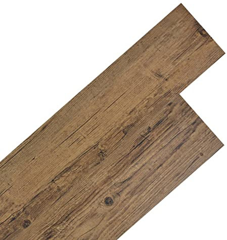 Xichuzi PVC Laminat Dielen Selbstklebend, Fliesenfolie, Laminatboden, Küchenrückwand Folie, Bodenbelag Selbstklebend, Wandverkleidung, Deckenpaneele, 5,02 m² 2 mm Walnuss-Braun