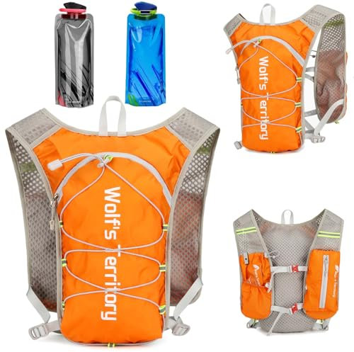 Shengruili Laufweste für Damen und Herren,Trinkrucksack 1.4L,Running Vest,Trinkweste Laufen mit 700ml Wasserflasche,Wasserdicht Trinkrucksack für Laufen, Marathon,Wandern