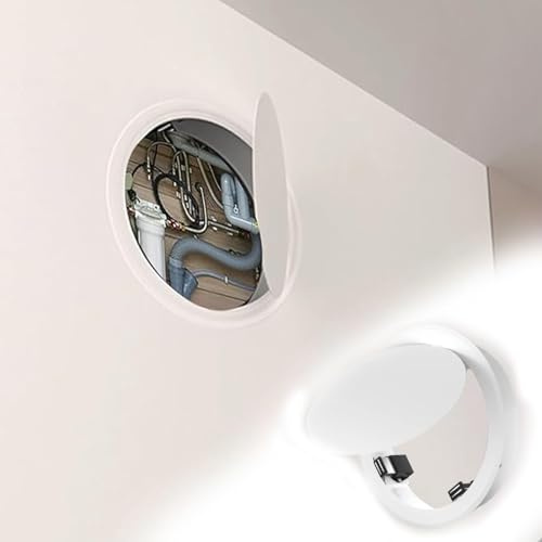 Revisionsklappe Trockenbau Klicken Sie Auf Wandzugangspaneel Weiß, Metall Magnetische Inspektionsklappe mit Schraube, Rund Service-Schacht-Lochbox für Trockenbau Sanitär-Lüftungsrohre Verdeckt(9.8in/2