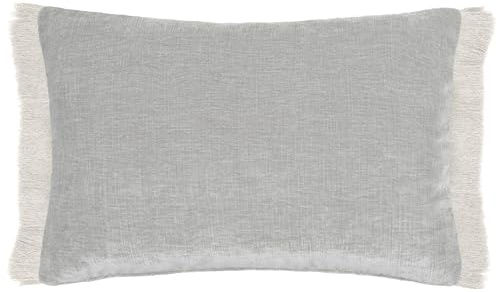 Voyage Maison Isernia Feather Filled Cushion – Luxury Chenille Fringed Edge Decorative Pillow (Mist - 40x60cm)
