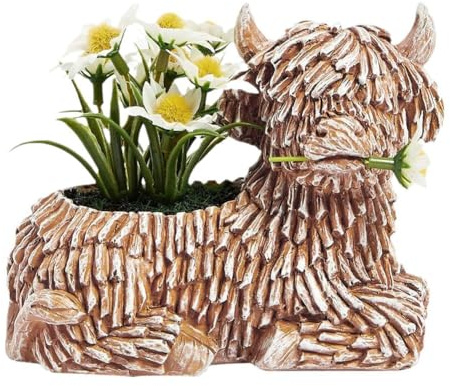 Pqahffowr Plateau Cattle Planter Plant Pot for Home Garden Decoration, Housewarming Gifts for Cow Lovers,Plateau Cattle Shape Easy to Use