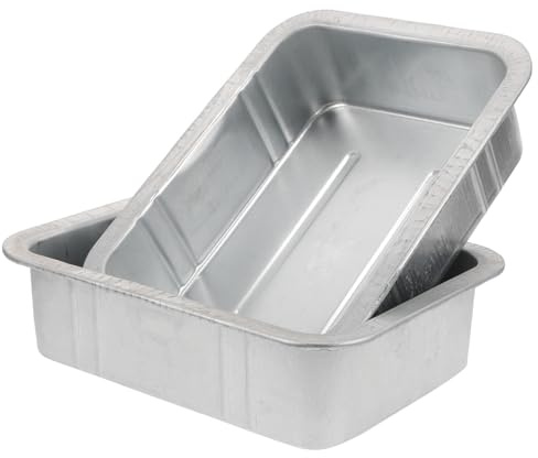 ARTSEWPLY 2pcs Small White Zinc-Plated Steel Oil Drain Pan Vehicle Engine Drip Tray Waste Engine Collector Car Parts Cleaning Tray for Automotive Maintenance