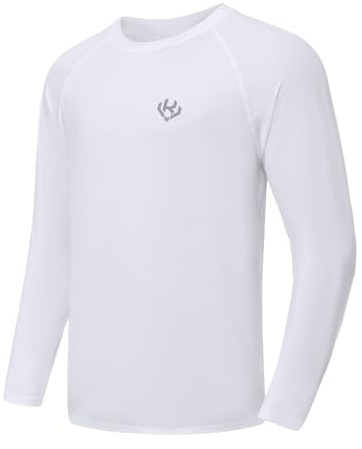 VanKee T-Shirt Manche Longue Homme Respirant Séchant Rapidement Sports Tee Shirts Léger Protection Solaire UV Hauts Fonctionnels Étirement Col Rond Tops pour Fitness Cyclisme Entraînement Randonnée