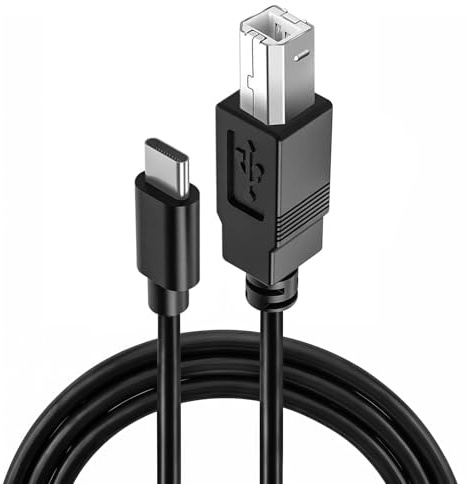 EZOOU USB B to USB C Printer Cable, 1.5 m MIDI Cable for Devices | USB 2.0 Data Transfer, Aluminium Alloy Connectors, Multi-Layer Shielding, Printer Scanner MIDI Connection, 1.5 m Length