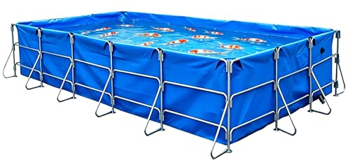 JINGSHIQIAOPL Estanque Plegable de PVC con Estructura de Acero galvanizado Tanque Exterior para Peces y acuicultura, con válvula de Drenaje y Montaje Sencillo(300x200x100cm/118x79x39in)