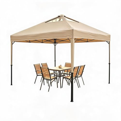 Robustes Pop Up Faltpavillon Wasserdicht Stahlgestell Doppeldach Mit Belüftung UV-Schutz Leichter Aufbau Für Garten Terrasse Markt Messe 3x3m