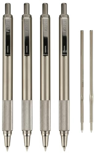 Zebra Pen 50113 Professional 701 Schreibset, F-701 Druckkugelschreiber 0,8 mm mit F-Minen 0,8 mm, 6 Stück, schwarz