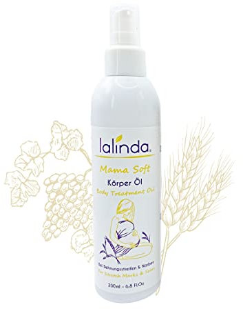 lalinda - Mama Soft Körperöl, spezielle Hautpflege für Narben & Dehnungsstreifen in der Schwangerschaft 200 ml, Naturprodukt, vegan