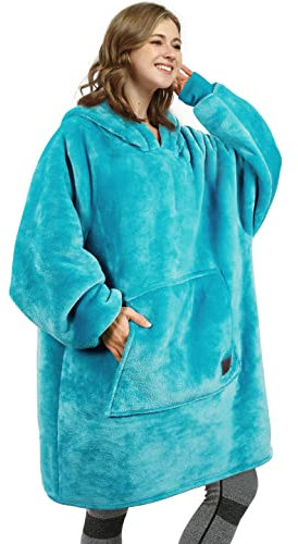 Kato Tirrinia Übergroße Hoodie-Decke, warme Geschenke für Frauen, gemütliches Sherpa-Sweatshirt, weiche tragbare Fleecedecke, riesiger Hoody-Pullover mit Vordertasche, Erwachsene, Herren, Freunde,
