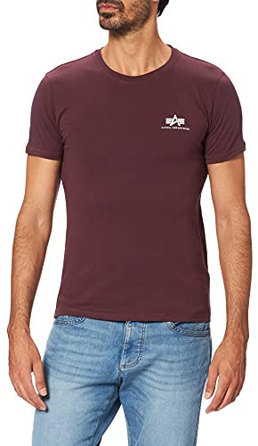 Alpha Industries Herren Basic T Small Logo T-Shirt, Blickdicht, Deep Maroon, S