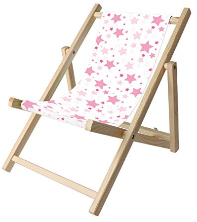 Promo Trade Kinder- Liegestuhl, naturbelassenes Kiefernholz, umweltverträglich mit verschiedenen Motiven (Sterne)