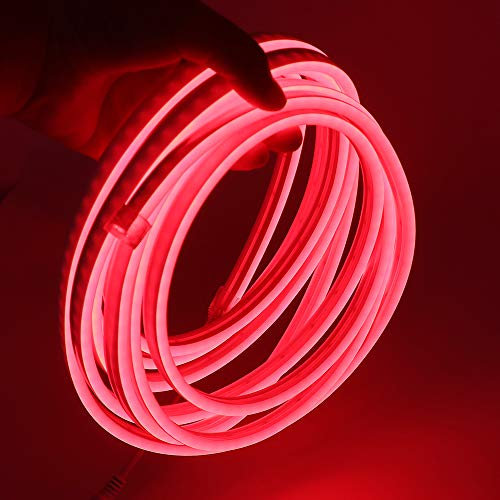 XUNATA 12V Flexible LED Neon Rojo, 5m Impermeable 2835 Tira de LED Strip Light, Luz de la Cuerda para Exterior Fiestas Decoración Party Sign Publicidad Firmar