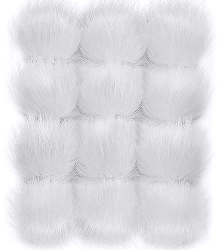 Kunstpelz Pom Pom Ball DIY Pelz Pom Poms für Hüte Schuhe Schals Tasche Pompoms Schlüsselbund Charms Strickmütze Zubehör (14 Stücke, Weiß)