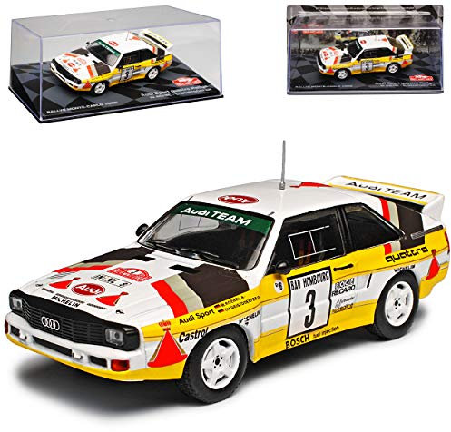 A-U-D-I Sport Quattro Rallye Monte Carlo 1985 Röhrl Geistdörfer 1/43 Ixo Modell Auto mit individiuellem Wunschkennzeichen