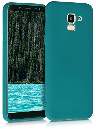kwmobile Housse Compatible avec Samsung Galaxy J6 Coque - Housse de téléphone Protection Souple en Silicone - pétrole Mat