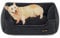 Feandrea Hundebett, Hundekissen in Leinenoptik, Hundekorb, erhöhte Ränder, rutschfeste Unterseite, Bezug abnehmbar waschbar, L, für mittelgroße Hunde, 90 x 75 x 25 cm, dunkelgrau PGW011G01