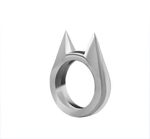 BMDHA Katzenohren Ring Zinklegierung Unzerstörbar Zur Selbstverteidigung/Notfall/Dekoration Legal Ring Unisex/Universalgröße Einschließlich Einer Halskette,Silber