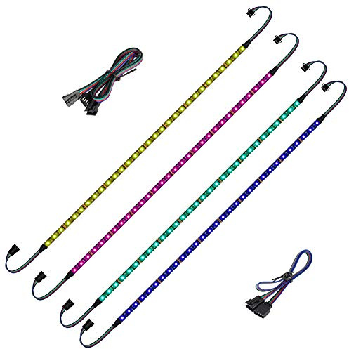 BTF-Lighting PC RGB Strip 4PCs 19.7in for 12V 4Pin LED Headers for ASUS Aura Sync, Gigabyte RGB Fusion, MSI Mystic Light