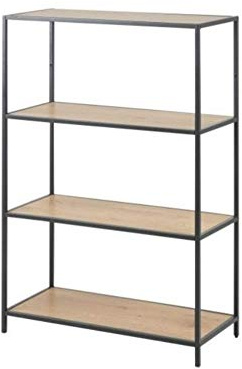 Selsey Seaford Regal, Bücherregal mit 4 Ebenen Schwarz Eiche Industrial-Style 5903025198880 77 x 114 x 35