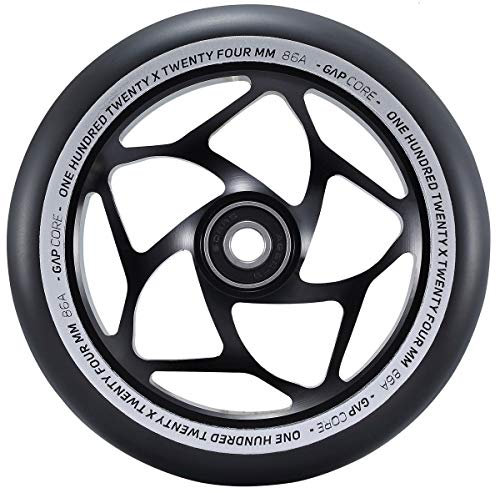 Blunt Gap Core Stunt-Scooter Rolle Abec9 Wheel 120mm +Fantic26 Sticker (Schwarz/Pu Schwarz)