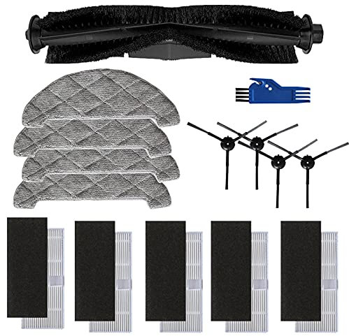 TeKeHom – Kit d'accessoires pour aspirateur robot Ultenic D5/D5s, 4 brosses latérales, 1 brosse roulante, 4 chiffons-serpillères, 5 filtres