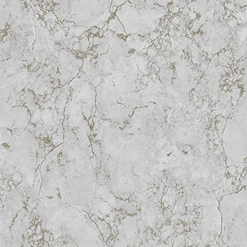 Athena Marble Effect Wallpaper Plain Glitter Metallic Grey Gold