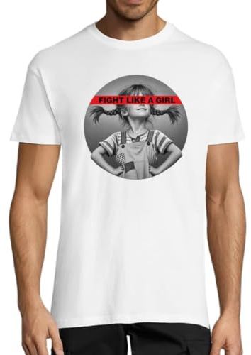 KMF T-SHIRT Camiseta Feminista Mujer Fight Like a Girl – Rebel Girl Diseño Retro, Regalo Original Día de la Mujer 8M, Empoderamiento Unisex Manga Corta
