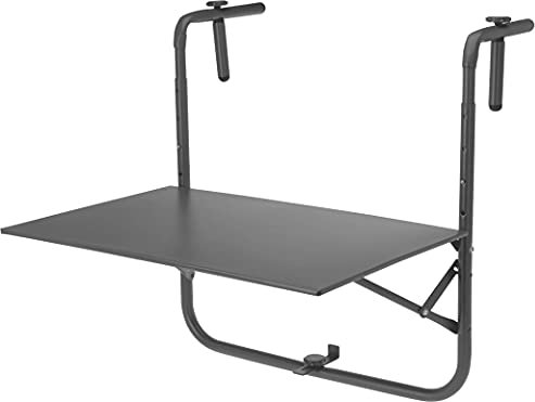 matrasa Balkontisch für Balkongeländer - universell verstellbar 60x43cm Balkonhängetisch Grau