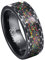 Corato 8mm Schwarz Ringe Herren Wolfram Ring Bunt Opal Eheringe Verlobungring mit Facettierte/Gehämmerte Kanten Größe 67.2(21.4)