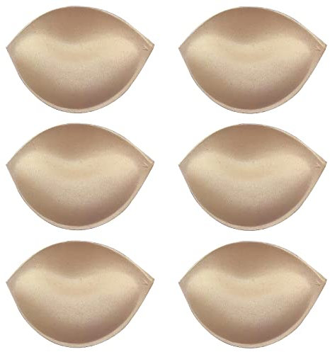 ROSAA Inserto Reggiseno,3 Paia di Potenziatore la Imbottitura del Push up Copricapezzoli Sottili e Spessi Semicircolari Triangolo Staccabili per Costume da Bagno Donna (Nero,Nudo,Bianco)