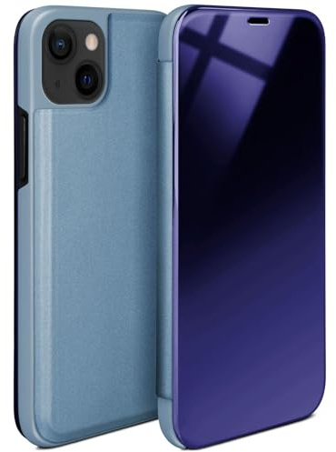 moex Void Case für Apple iPhone 13 mini Hülle in Hochglanz Optik, Clear View Cover Spiegelhülle, Flip Case 360 Grad Schutzhülle mit Spiegel, Rundumschutz Handyhülle, Türkis