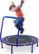 Trampolin Outdoor Kinder Ø 96cm mit Faltbarem Bungee-Rebounder, Verstellbarem Handlauf und Sicherheitsgepolsterter Abdeckung, Klein Fitness Trampolin für Erwachsene Frauen Indoor Outdoor
