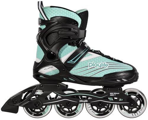 Playlife Inline Skates Flyte Teal 84, Schwarz/Grün, für Damen, 84mm/82A Rollen, ABEC 7 Kugellager, Art. nr.: 880268
