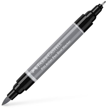 Faber-Castell Art & Graphic Pitt Artist Pen Dual Marker India Ink, Cold Grey III, Single Pitt Pen, For Art, Craft, Drawing, Skizzing, Home, School, Uni, Coloring