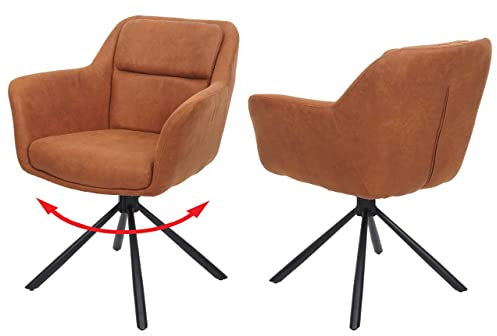 Mendler 2er-Set Esszimmerstuhl HWC-K33, Küchenstuhl Stuhl, drehbar Auto-Position, Stoff MVG - Wildleder-Optik braun