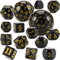 YILAIDA DND Dice Polyedrisches Würfel Set - 15 Stück mit Beuteln D3-D100 Würfel Polyeder Würfel DND Spiel Würfel für Dungeons und Dragons RPG MTG (Schwarz und Gelb)