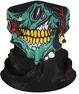 Skull Face Mask Seamless Multifunctional Motorcycle Face Tube Mask Skeleton Neck Warmer Black Headband Scarf Headwear Face Shield Bandana for Biking Snowboard Skiing