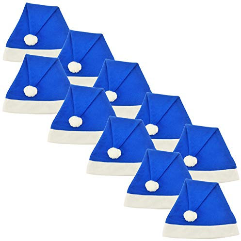 Ciffre 10 Stück im Set Weihnachtsmütze Nikolausmütze Winter Mütze Mützen Nikolaus Santa Blau M1