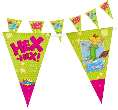 Party Factory `Bibi Blocksberg´ Wimpelkette Papier mit 10 Wimpeln, Länge ca. 5 Meter, Party Girlande, Geburtstagsdeko