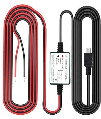 Gebildet Dashcam-Hardwire-Kit, DC12V–24V bis 5V/2.5A max. Kfz-Ladekabel-Set mit Sicherung, Mini-USB Anschluss,Unterspannungsschutz für Dashcam-Kameras