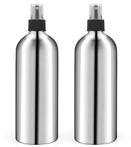 DMuuuDM 2-Pack 16oz /500ml Aluminum Fine Mist Spray Bottles,Empty Metal Atomizer Bottles with Press Pump&Lids,Perfume Spray Bottles Cosmetic Storage Container Travel Bottles